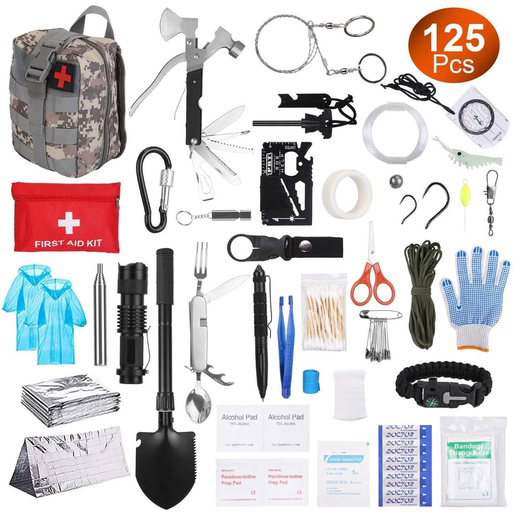 Emergency Survival Gear Tactical for Outdoor Adventure - 125 pieces