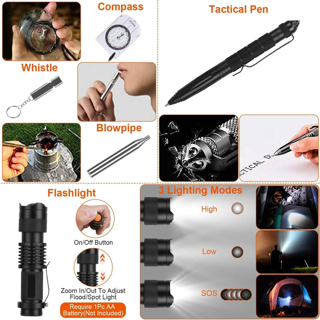 Emergency Survival Gear Tactical for Outdoor Adventure - 125 pieces