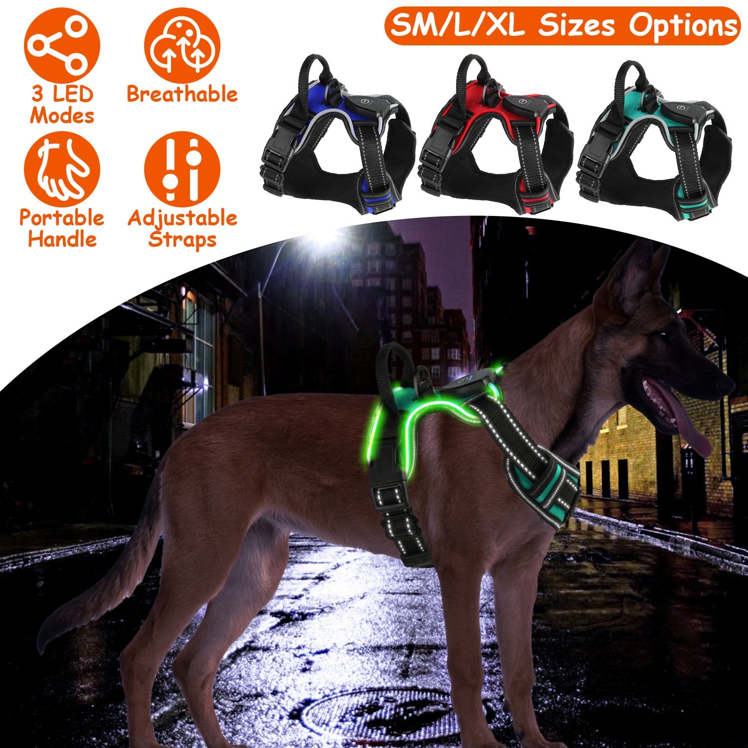 Light Up Dog Harness Rechargeable LED Dog Harness Vest