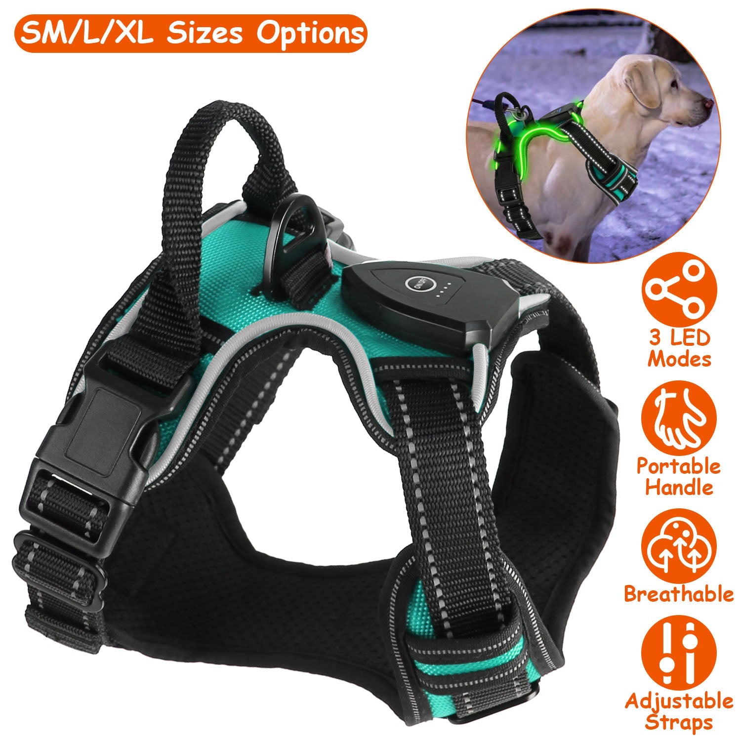 Light Up Dog Harness Rechargeable LED Dog Harness Vest