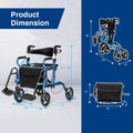 Folding Rollator Walker with 8-inch Wheels and Seat