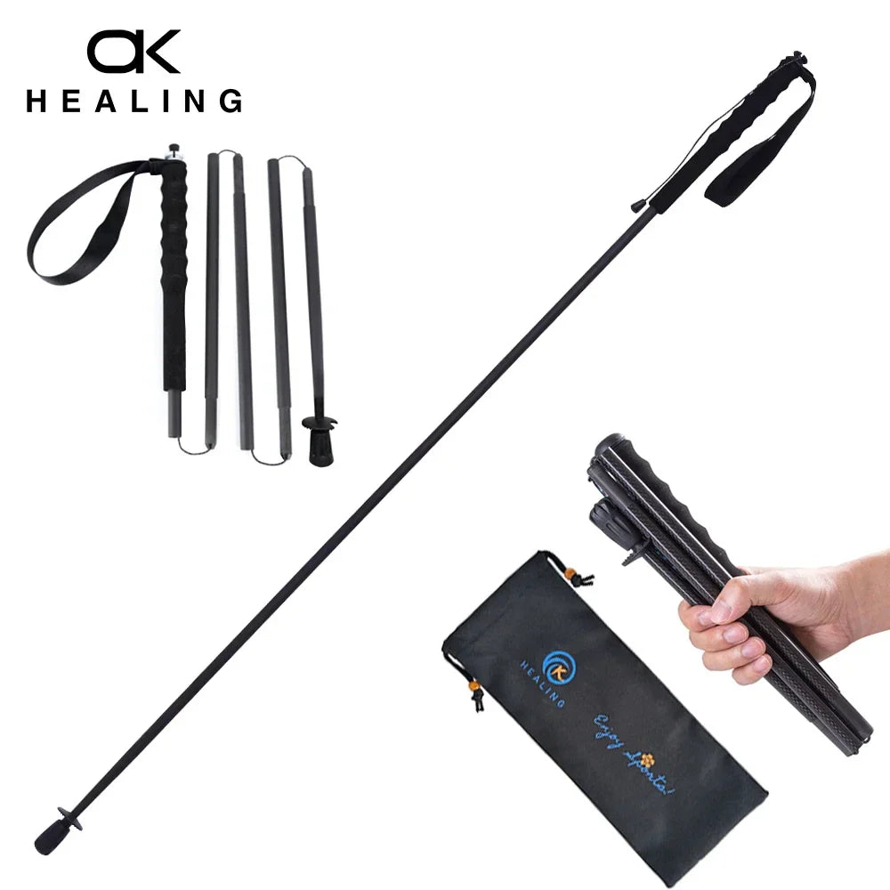 Ultra-Light Carbon Fiber Folding Trekking Pole Collapsible Hiking and Walking Stick