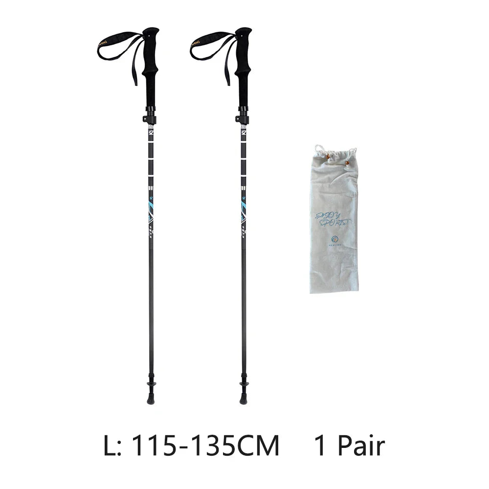 Ultra-Light Carbon Fiber Folding Trekking Pole Collapsible Hiking and Walking Stick