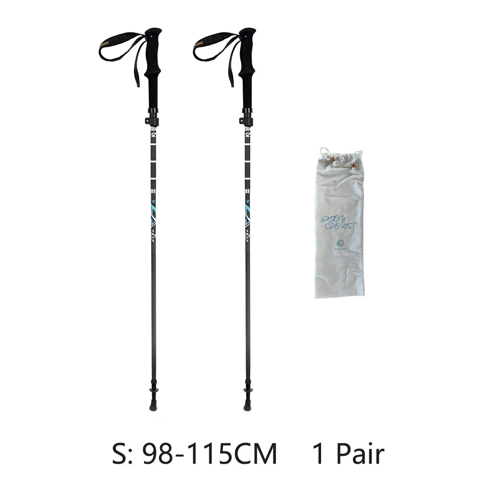 Ultra-Light Carbon Fiber Folding Trekking Pole Collapsible Hiking and Walking Stick