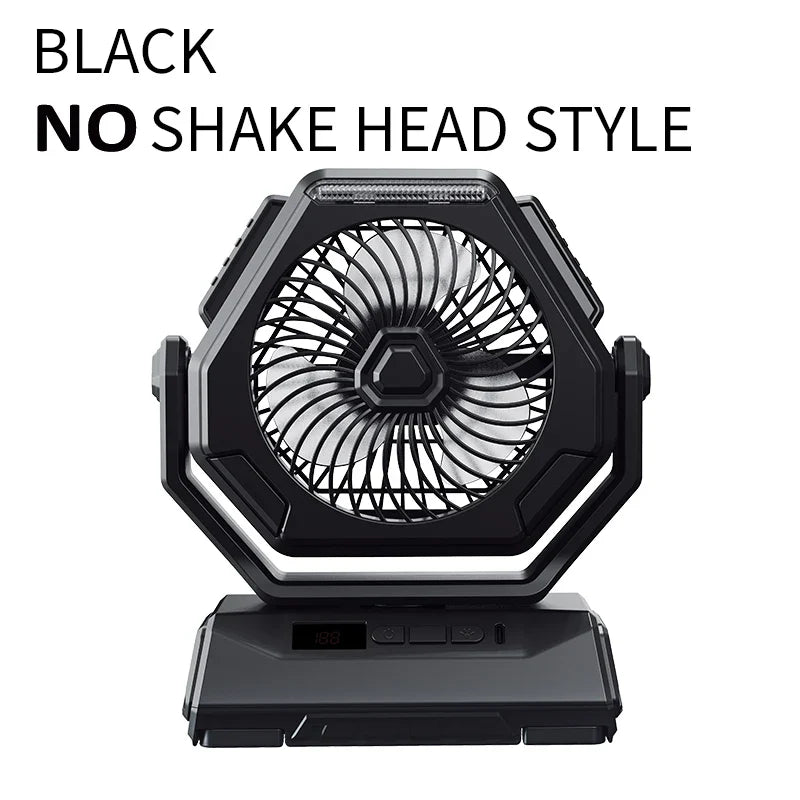 Rechargeable Outdoor Oscillating Fan Portable with 3 Gears and Flashlight