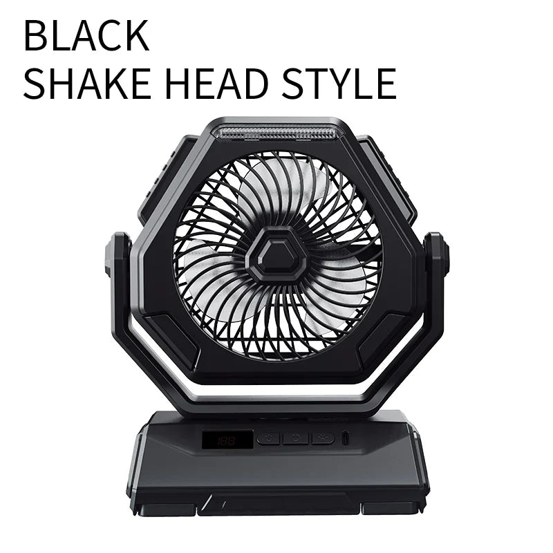 Rechargeable Outdoor Oscillating Fan Portable with 3 Gears and Flashlight