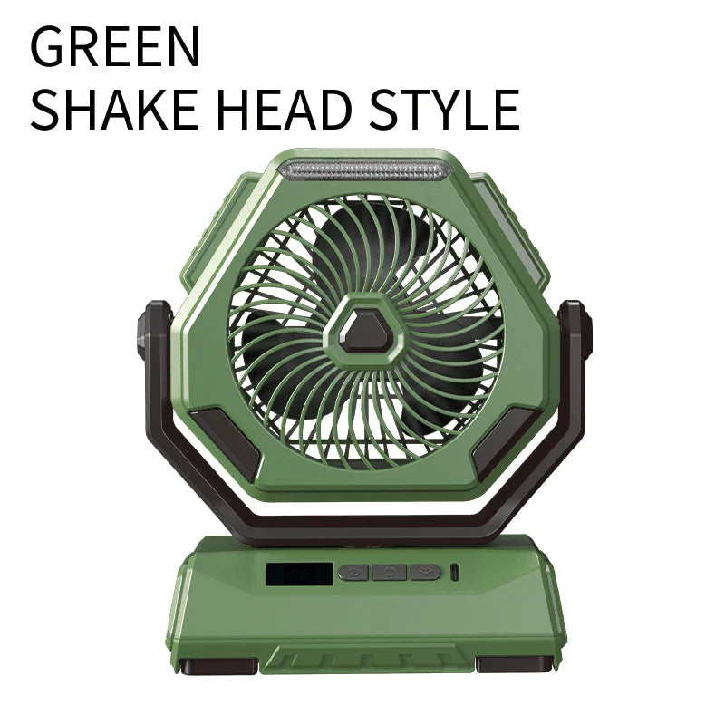 Rechargeable Outdoor Oscillating Fan Portable with 3 Gears and Flashlight