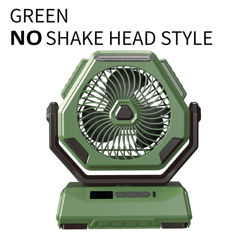 Rechargeable Outdoor Oscillating Fan Portable with 3 Gears and Flashlight