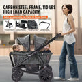 All-Terrain Stroller Wagon, 2 Seats Foldable | Collapsible Wagon Stroller with Canopy, Parent Organizer, Snack Tray Cup Holders