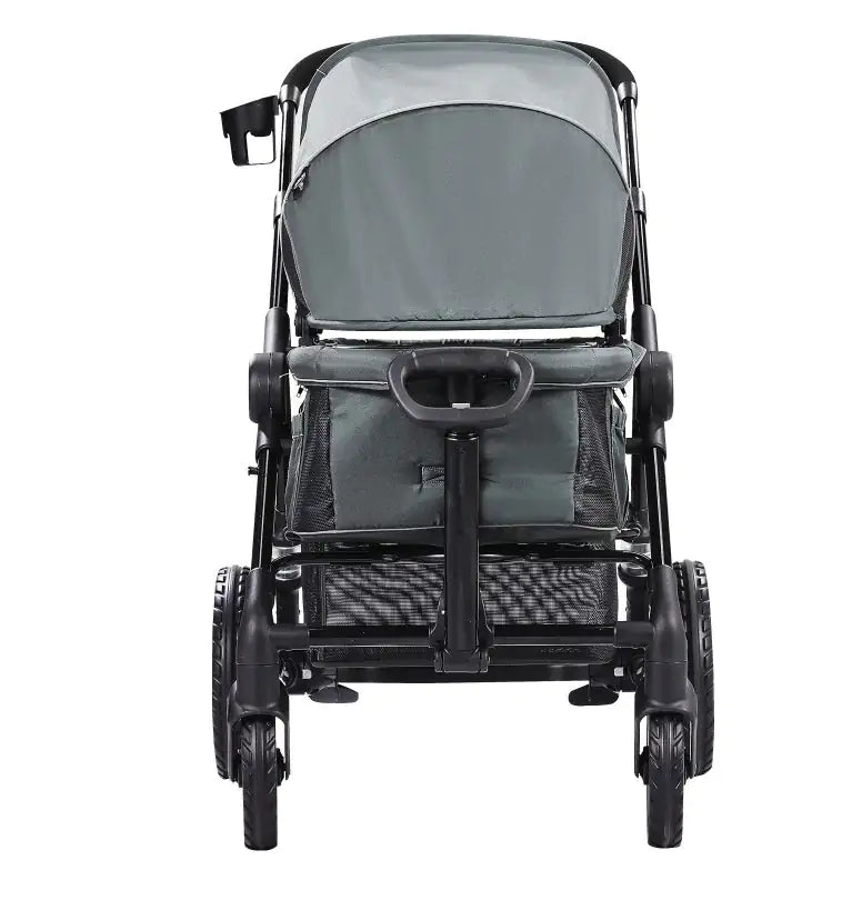 All-Terrain Stroller Wagon, 2 Seats Foldable | Collapsible Wagon Stroller with Canopy, Parent Organizer, Snack Tray Cup Holders