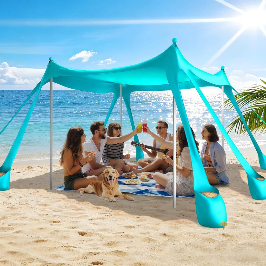 Portable Beach Tent Sun Shelter UPF 50+, 10x10 FT Pop-Up Canopy