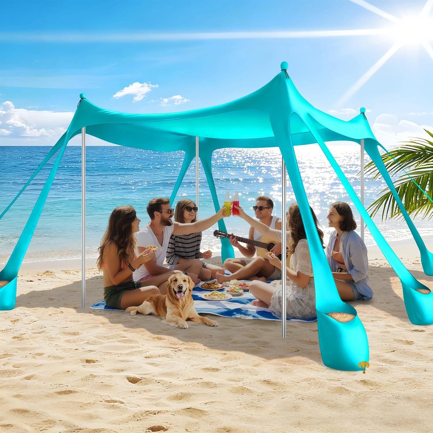 Portable Beach Tent Sun Shelter UPF 50+, 10x10 FT Pop-Up Canopy