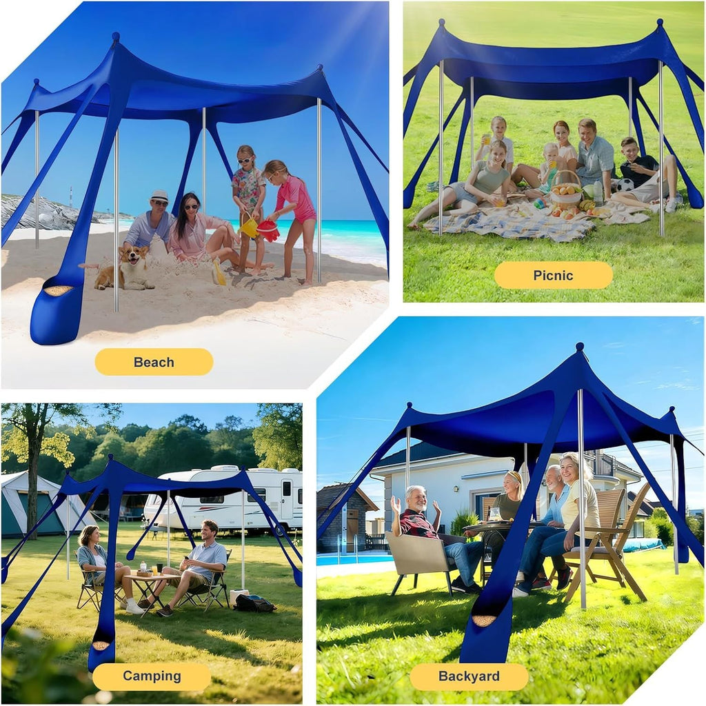 Portable Beach Tent Sun Shelter UPF 50+, 10x10 FT Pop-Up Canopy