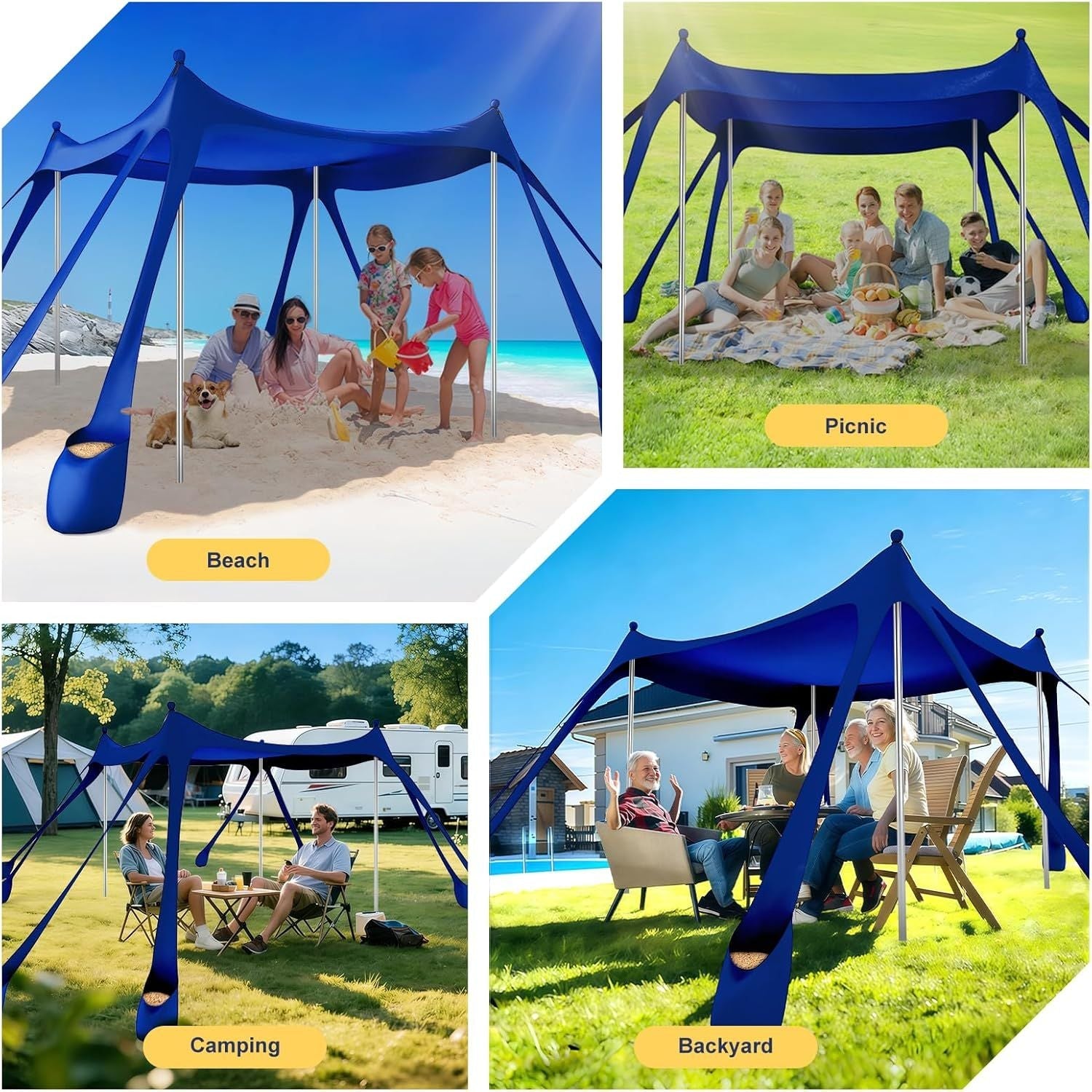 Portable Beach Tent Sun Shelter UPF 50+, 10x10 FT Pop-Up Canopy