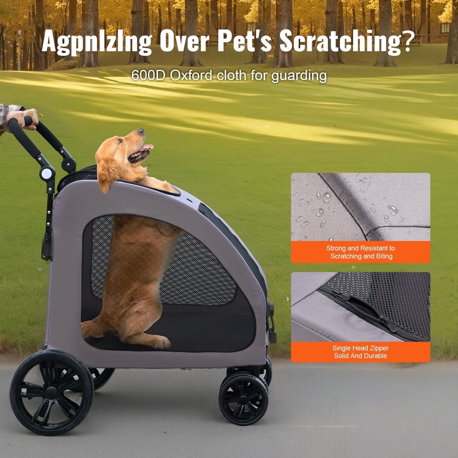 Pet Stroller 4-Wheel Dog Carrier 160lbs