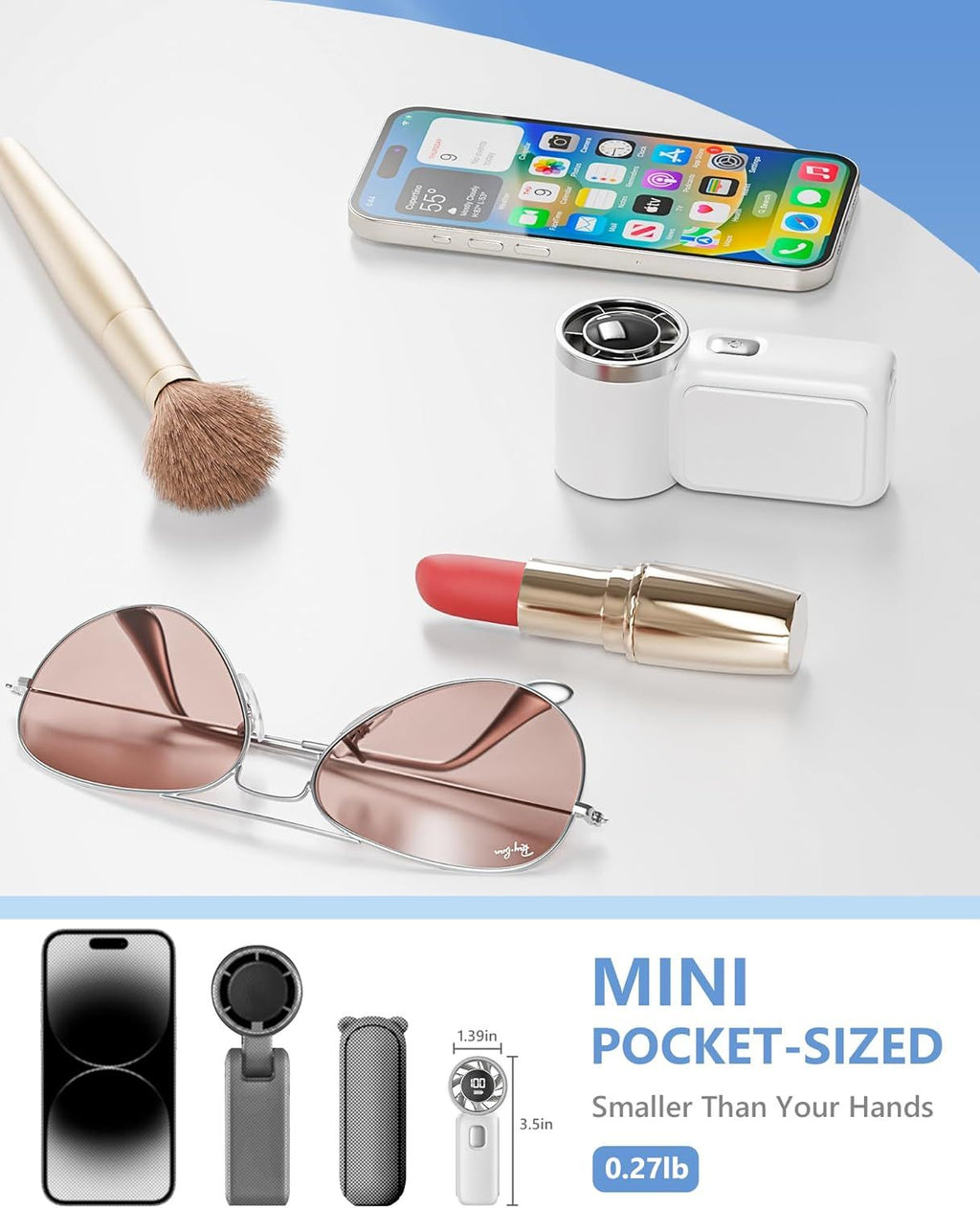Portable Handheld Mini Fan, 6 Gear Rechargeable Turbo Fan