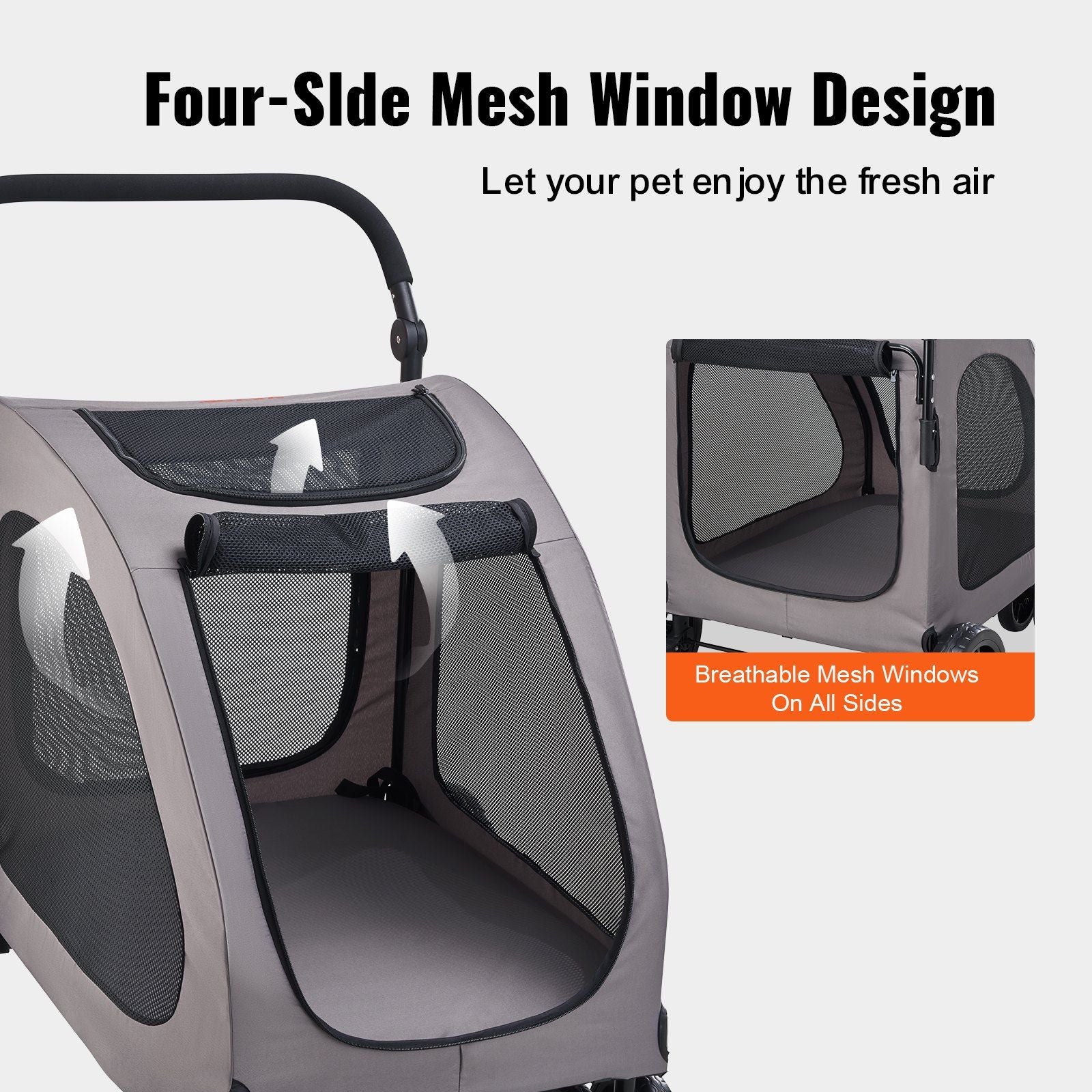 Pet Stroller 4-Wheel Dog Carrier 160lbs