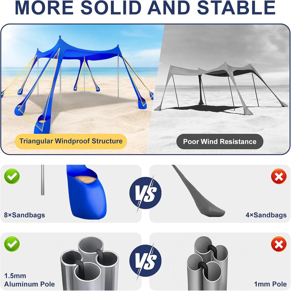 Portable Beach Tent Sun Shelter UPF 50+, 10x10 FT Pop-Up Canopy