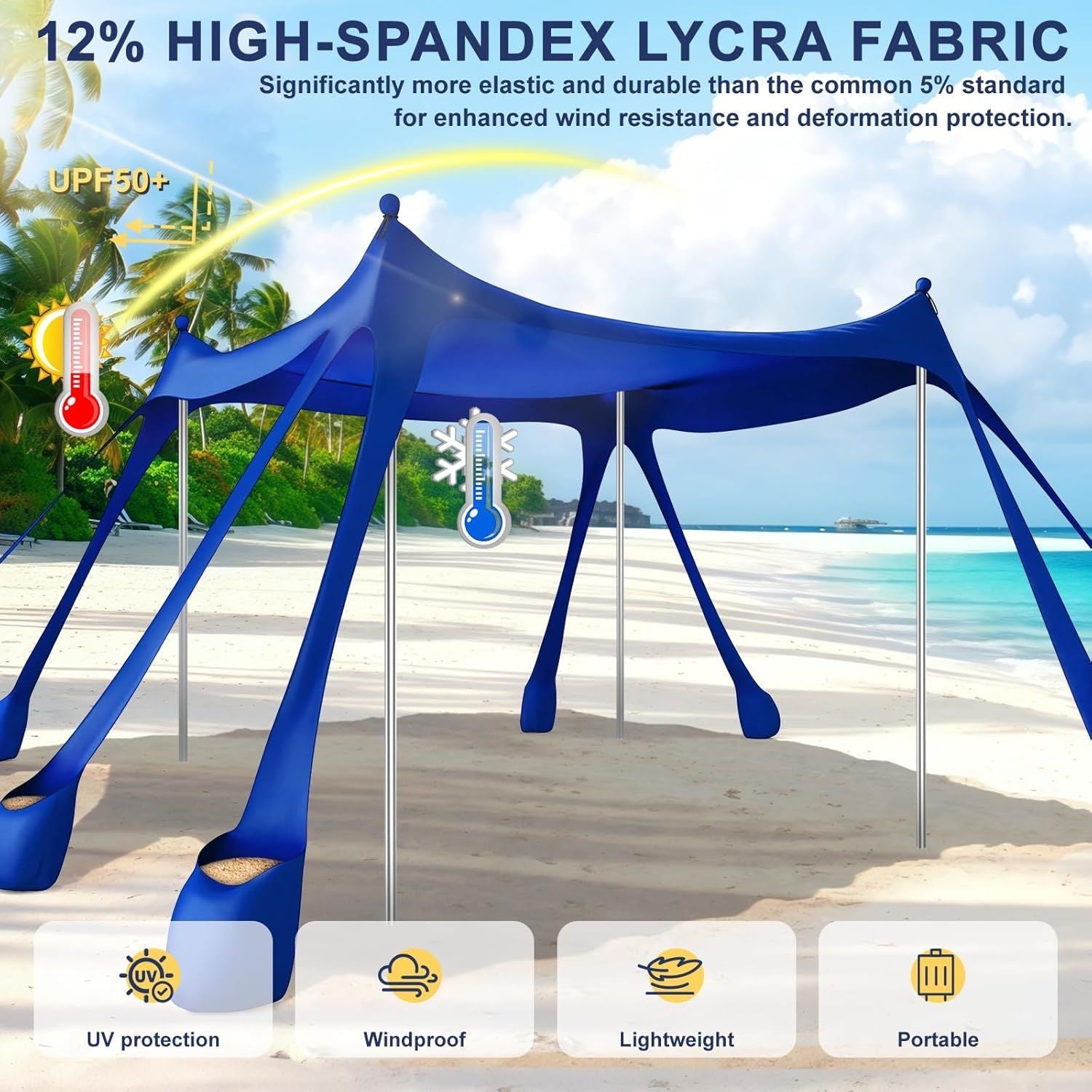 Portable Beach Tent Sun Shelter UPF 50+, 10x10 FT Pop-Up Canopy