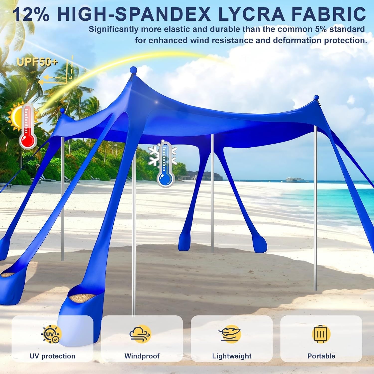 Portable Beach Tent Sun Shelter UPF 50+, 10x10 FT Pop-Up Canopy