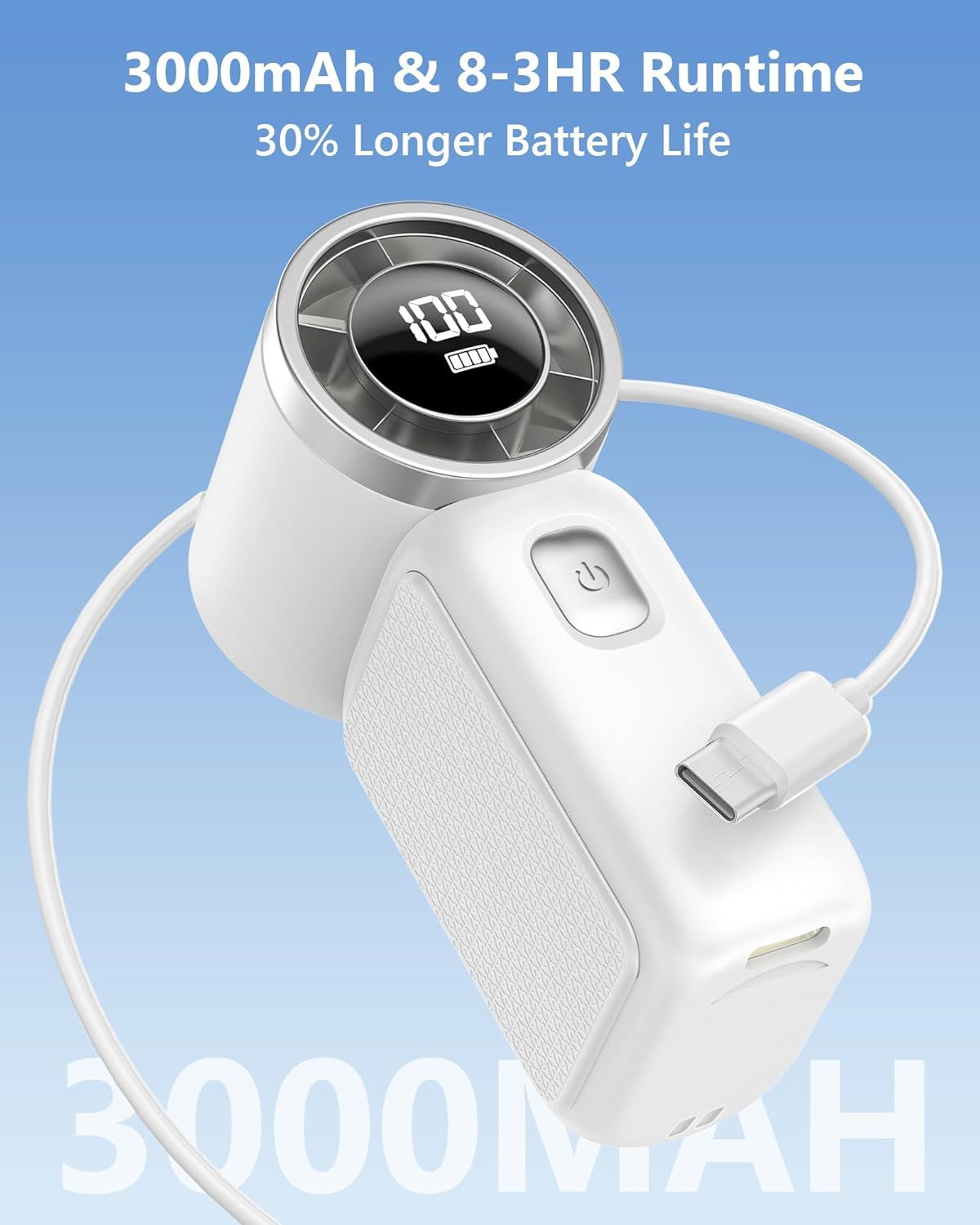 Portable Handheld Mini Fan, 6 Gear Rechargeable Turbo Fan