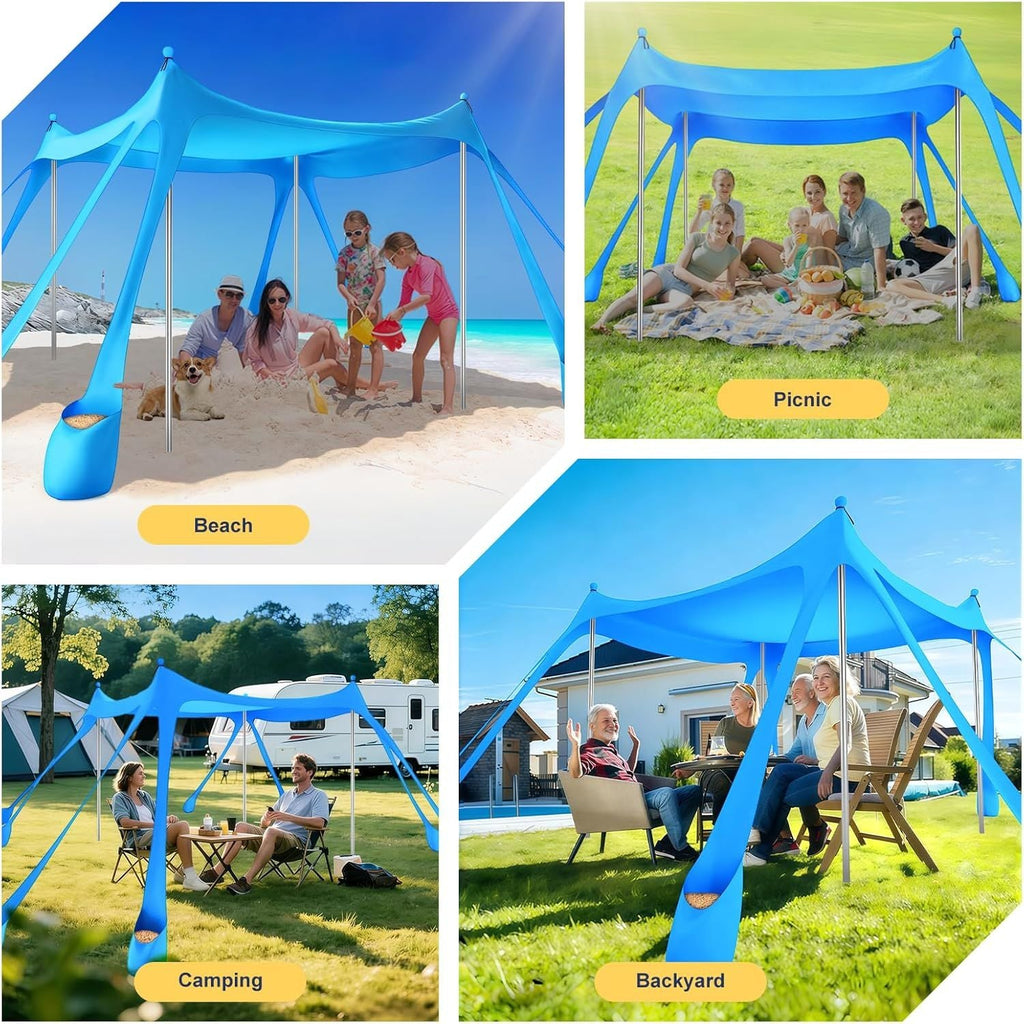 Portable Beach Tent Sun Shelter UPF 50+, 10x10 FT Pop-Up Canopy