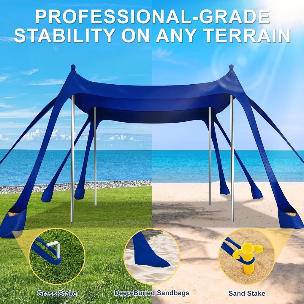 Portable Beach Tent Sun Shelter UPF 50+, 10x10 FT Pop-Up Canopy
