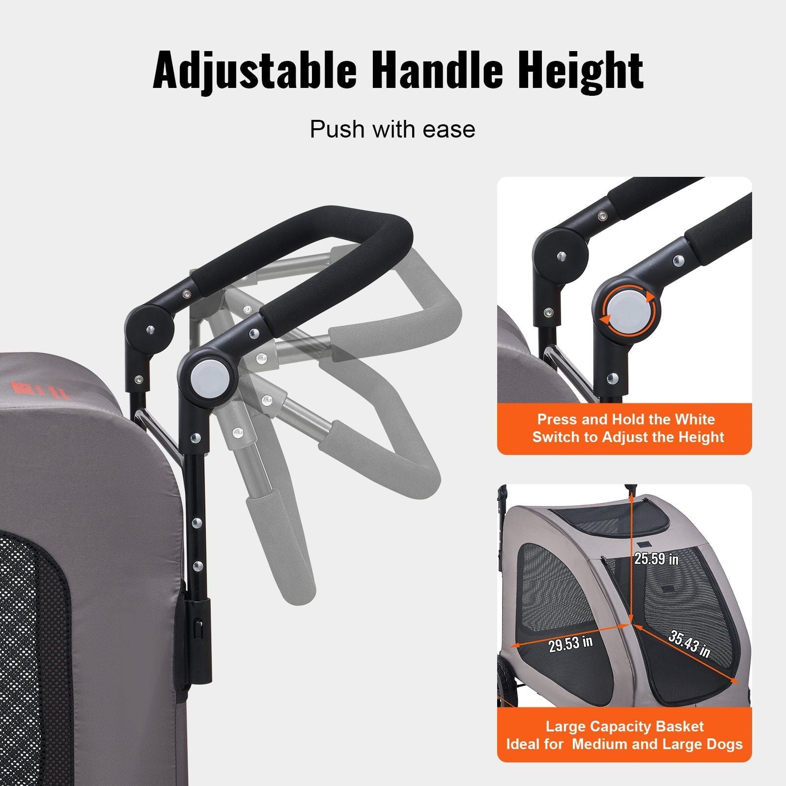 Pet Stroller 4-Wheel Dog Carrier 160lbs