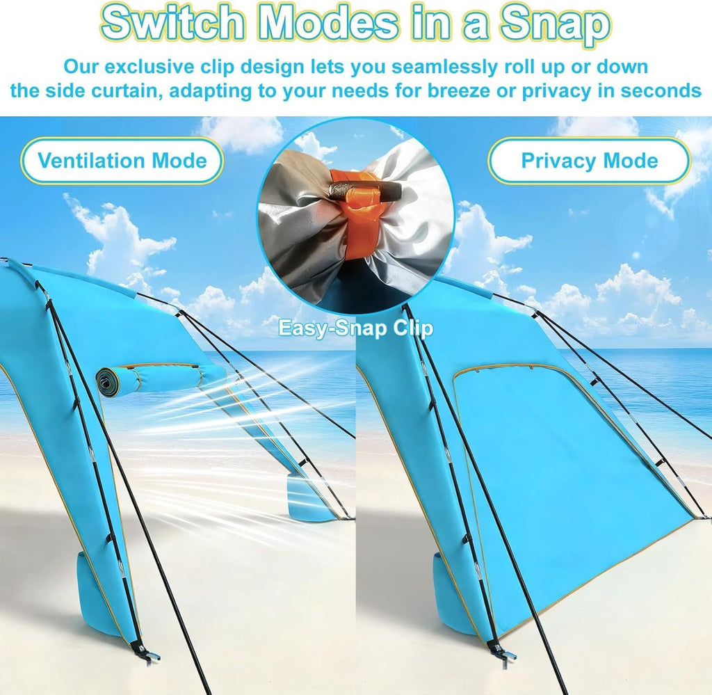 Portable Beach Tent Sun Shelter UPF 50+, 10x10 FT Pop-Up Canopy