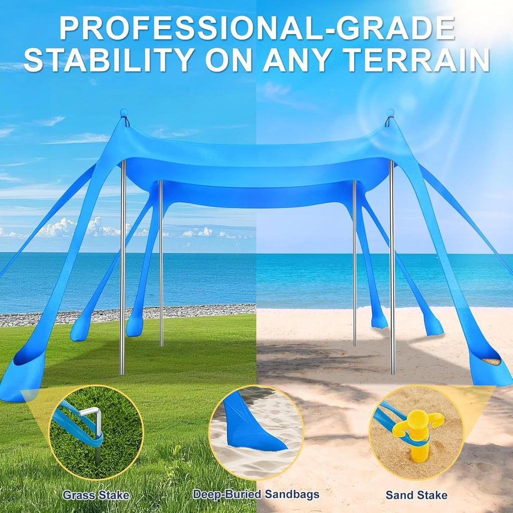 Portable Beach Tent Sun Shelter UPF 50+, 10x10 FT Pop-Up Canopy