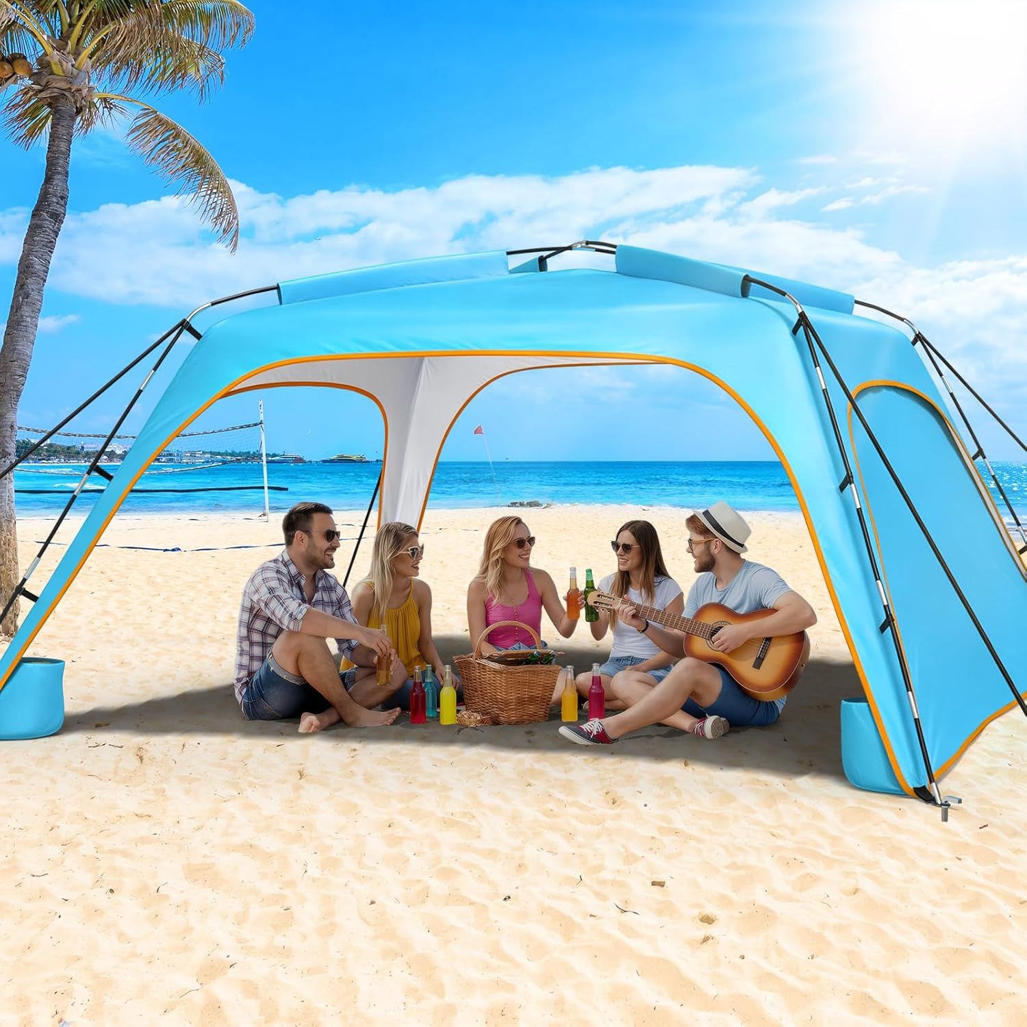 Portable Beach Tent Sun Shelter UPF 50+, 10x10 FT Pop-Up Canopy
