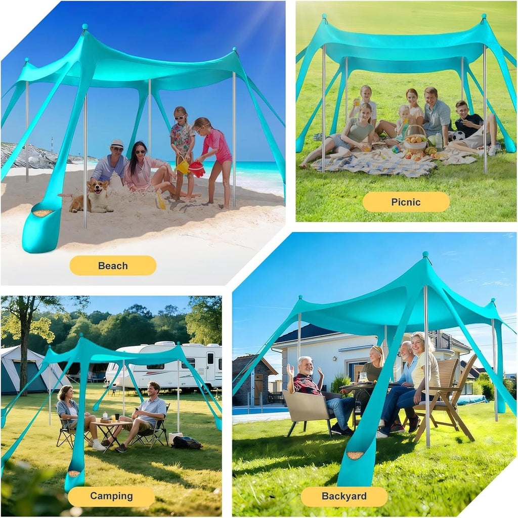 Portable Beach Tent Sun Shelter UPF 50+, 10x10 FT Pop-Up Canopy