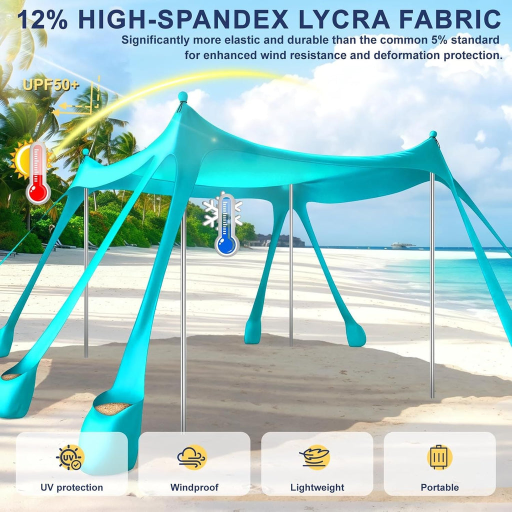 Portable Beach Tent Sun Shelter UPF 50+, 10x10 FT Pop-Up Canopy