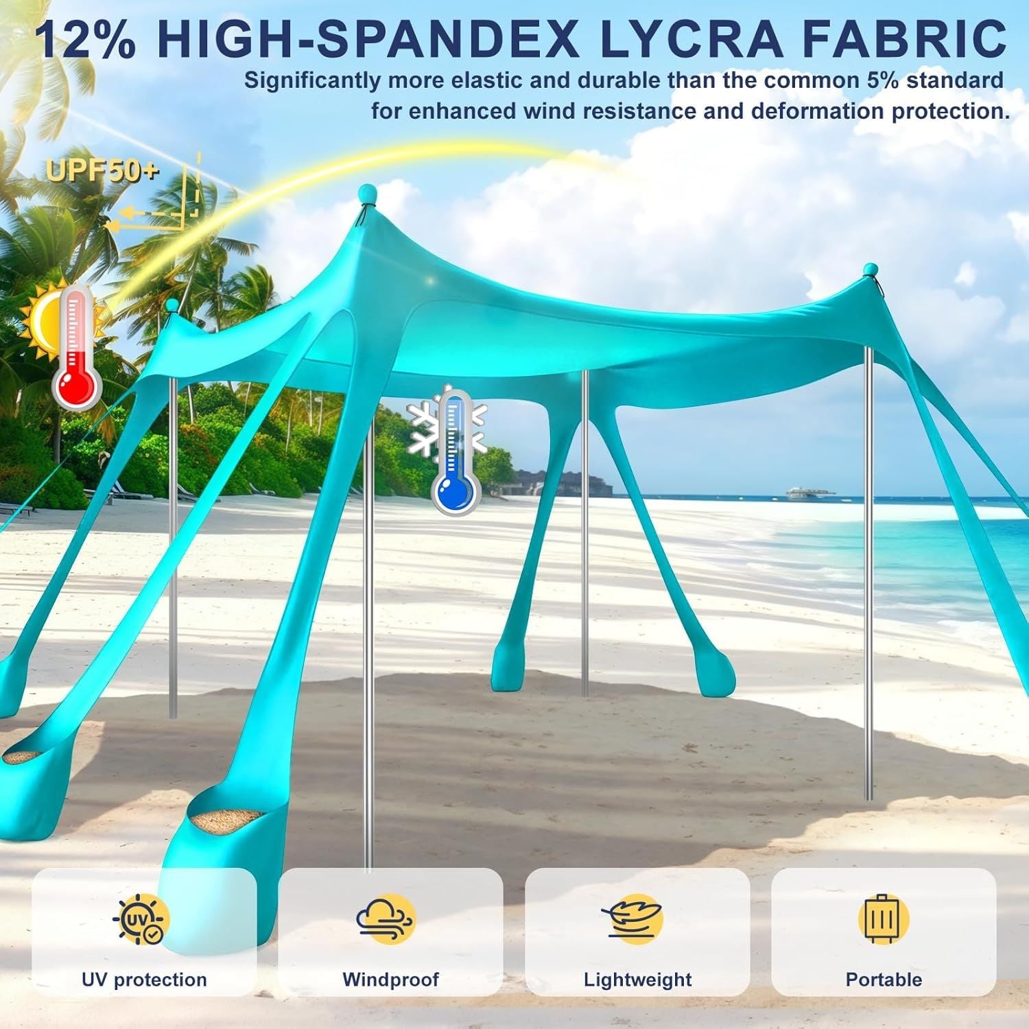 Portable Beach Tent Sun Shelter UPF 50+, 10x10 FT Pop-Up Canopy