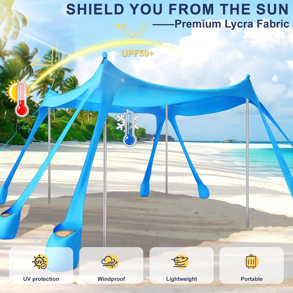 Portable Beach Tent Sun Shelter UPF 50+, 10x10 FT Pop-Up Canopy
