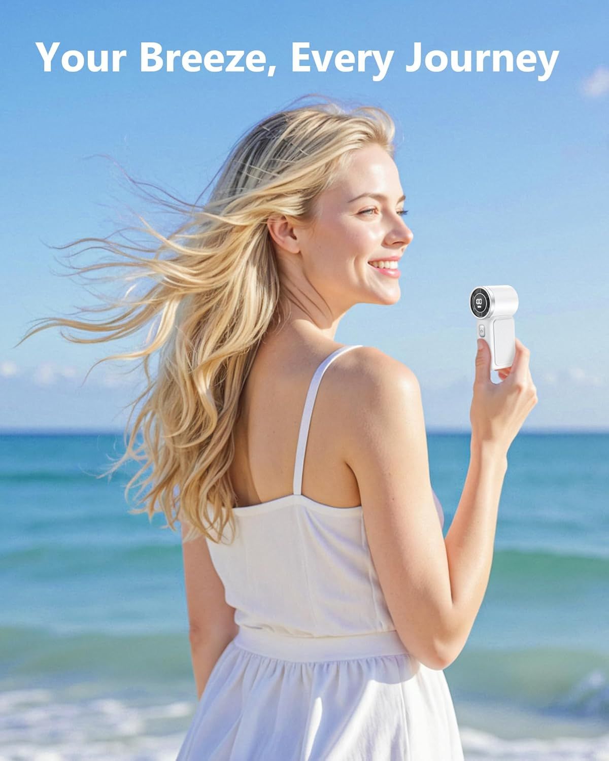 Portable Handheld Mini Fan, 6 Gear Rechargeable Turbo Fan