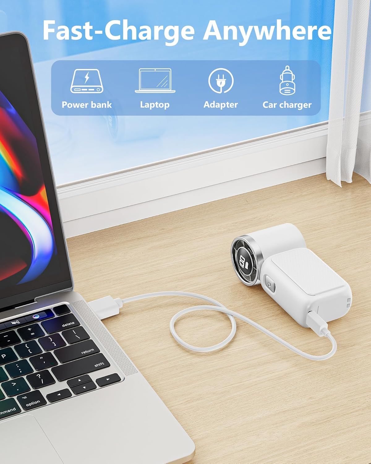 Portable Handheld Mini Fan, 6 Gear Rechargeable Turbo Fan