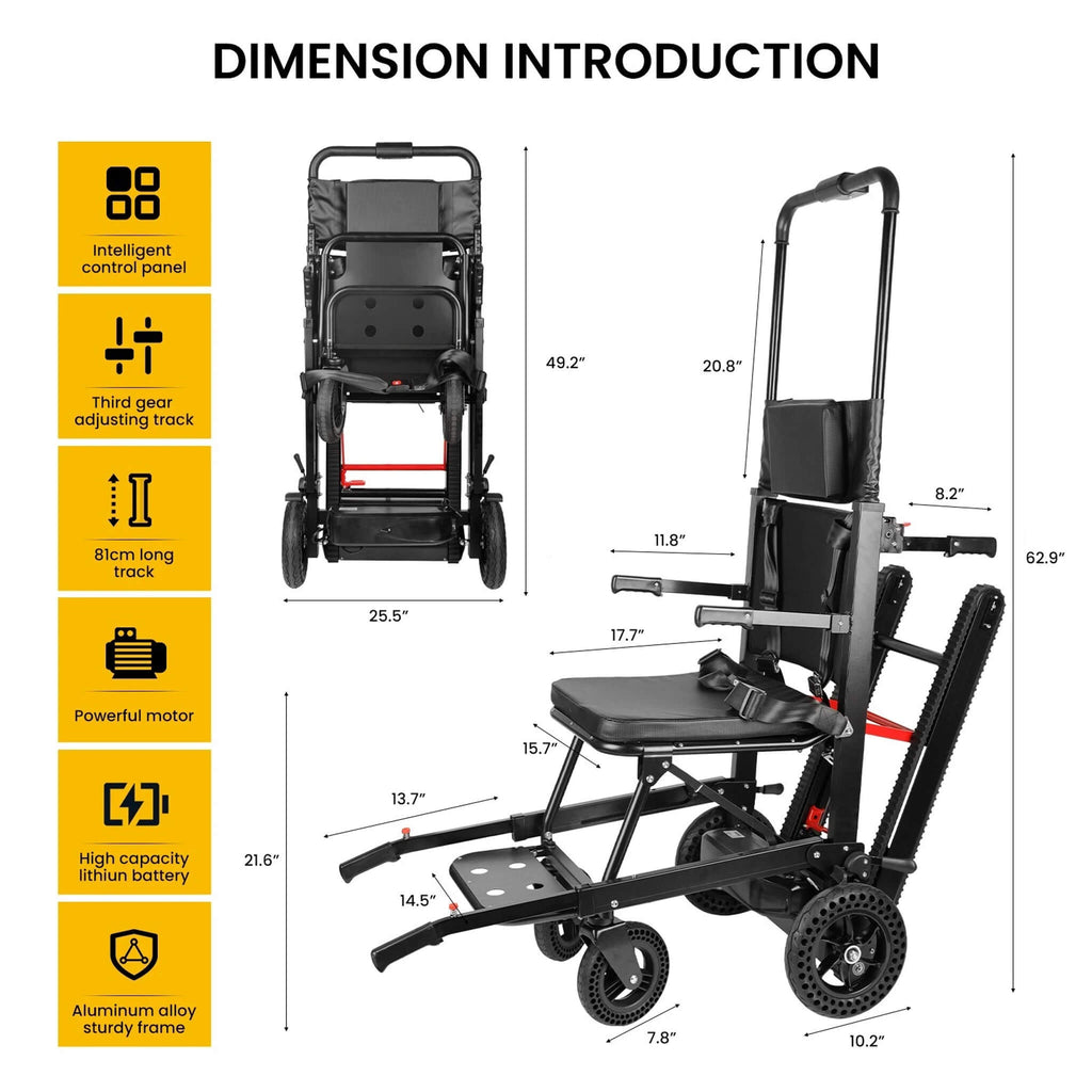 Heavy-Duty Electric Foldable Stair Climbing Wheelchair 450LBS
