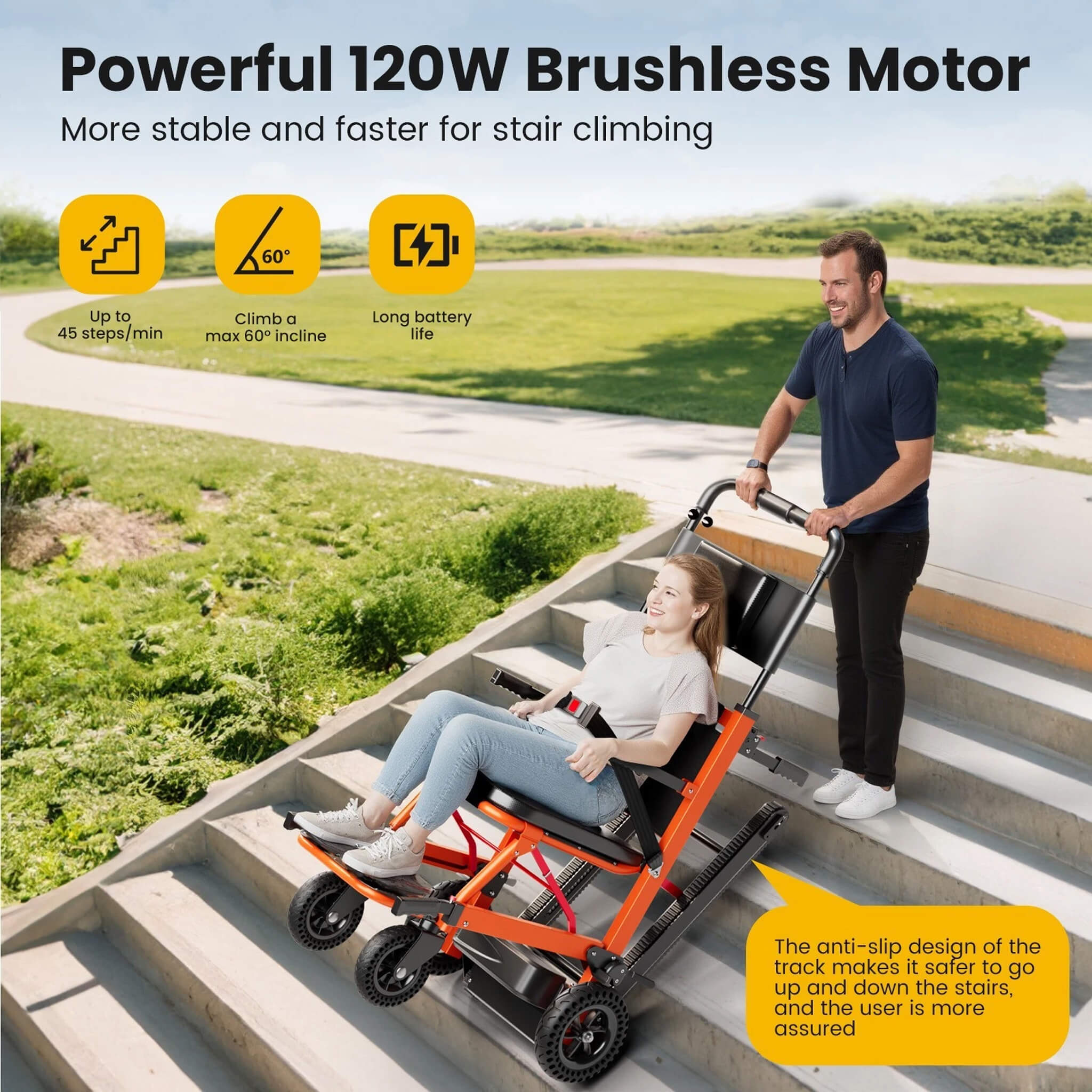 Heavy-Duty Motorized Stair Climbing Wheelchair