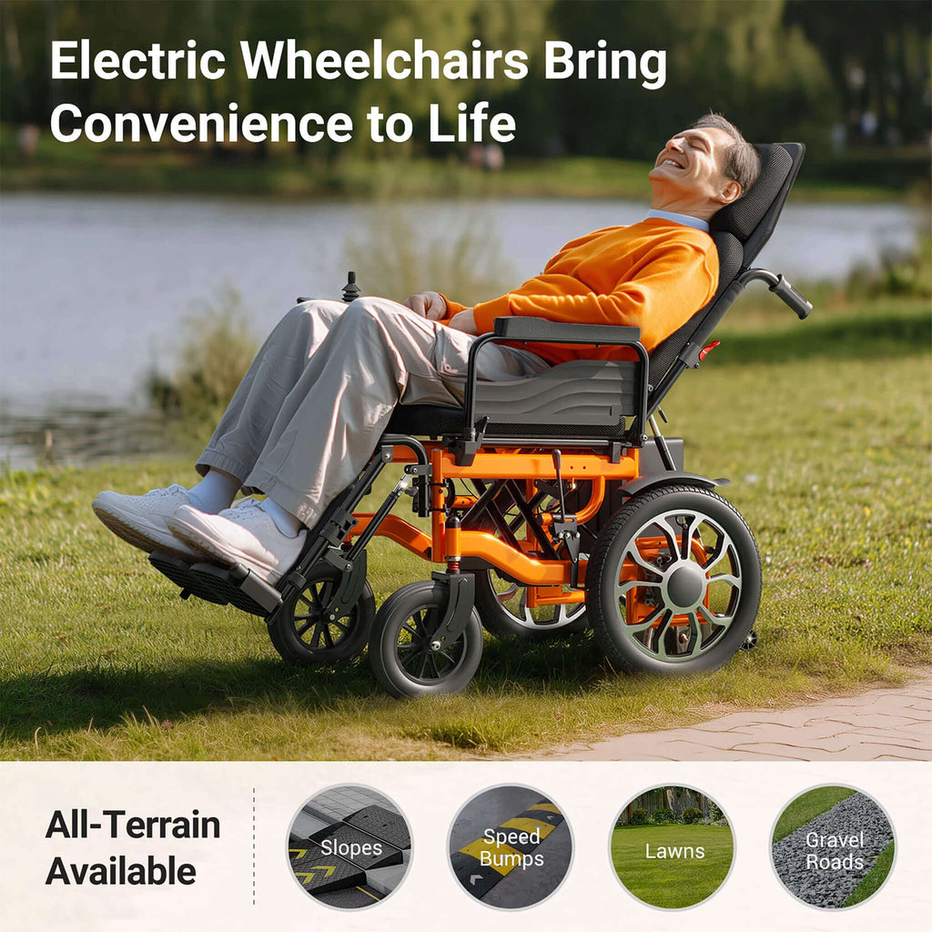 Lightweight Full Reclining Motorized Foldable Wheelchair