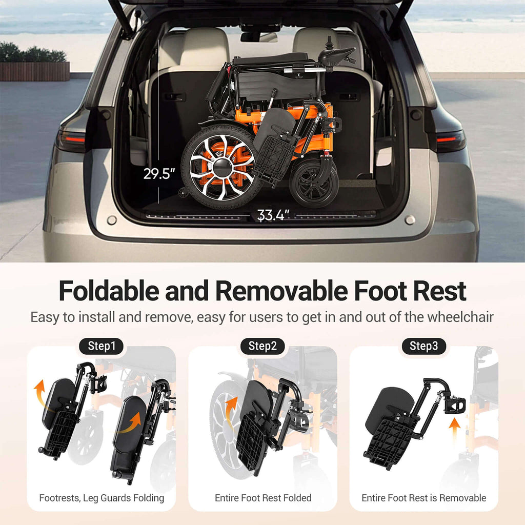 Lightweight Full Reclining Motorized Foldable Wheelchair