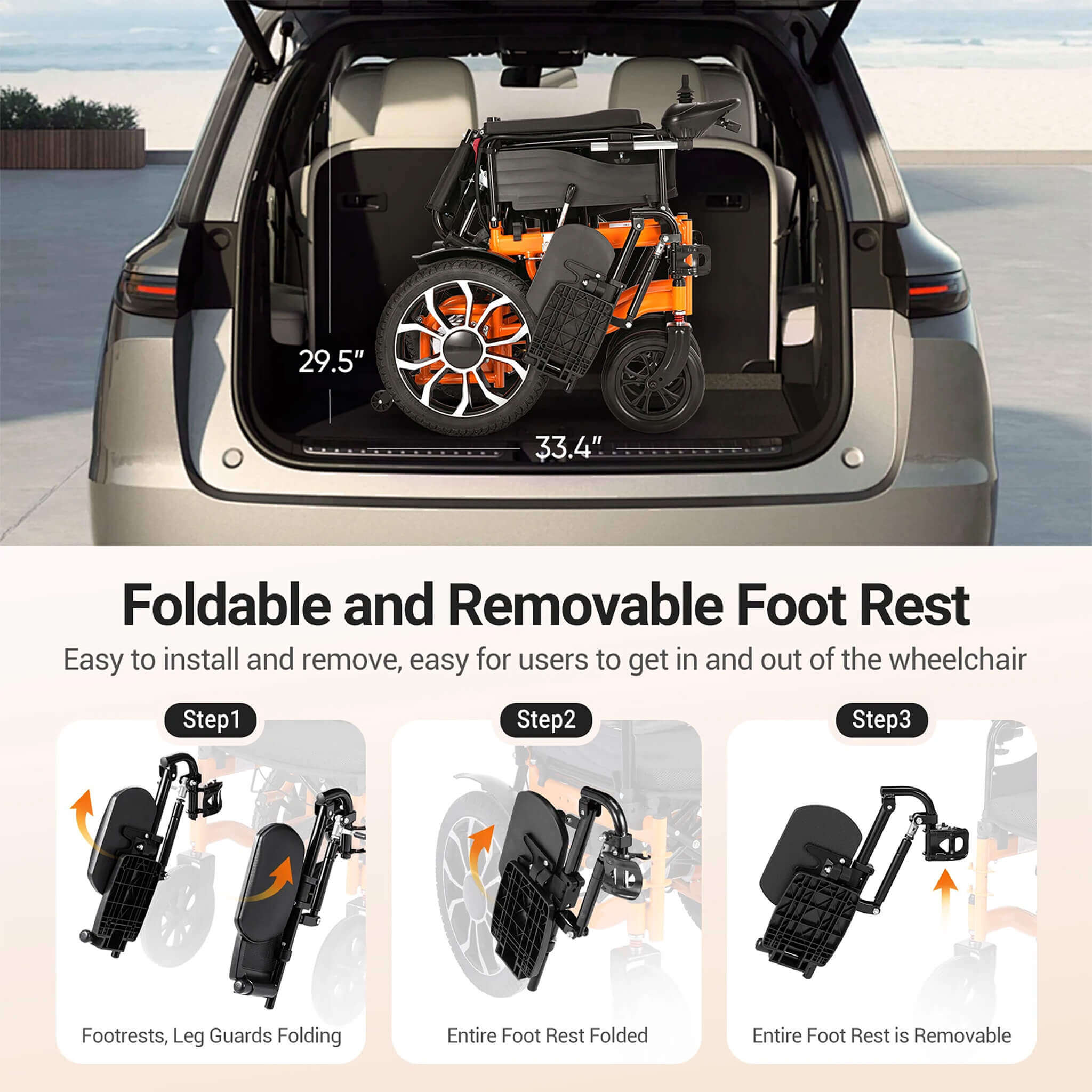 Lightweight Full Reclining Motorized Foldable Wheelchair