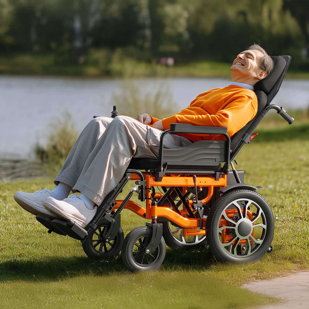 Lightweight Full Reclining Motorized Foldable Wheelchair