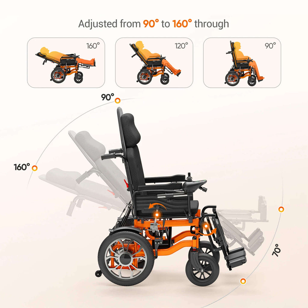 Lightweight Full Reclining Motorized Foldable Wheelchair