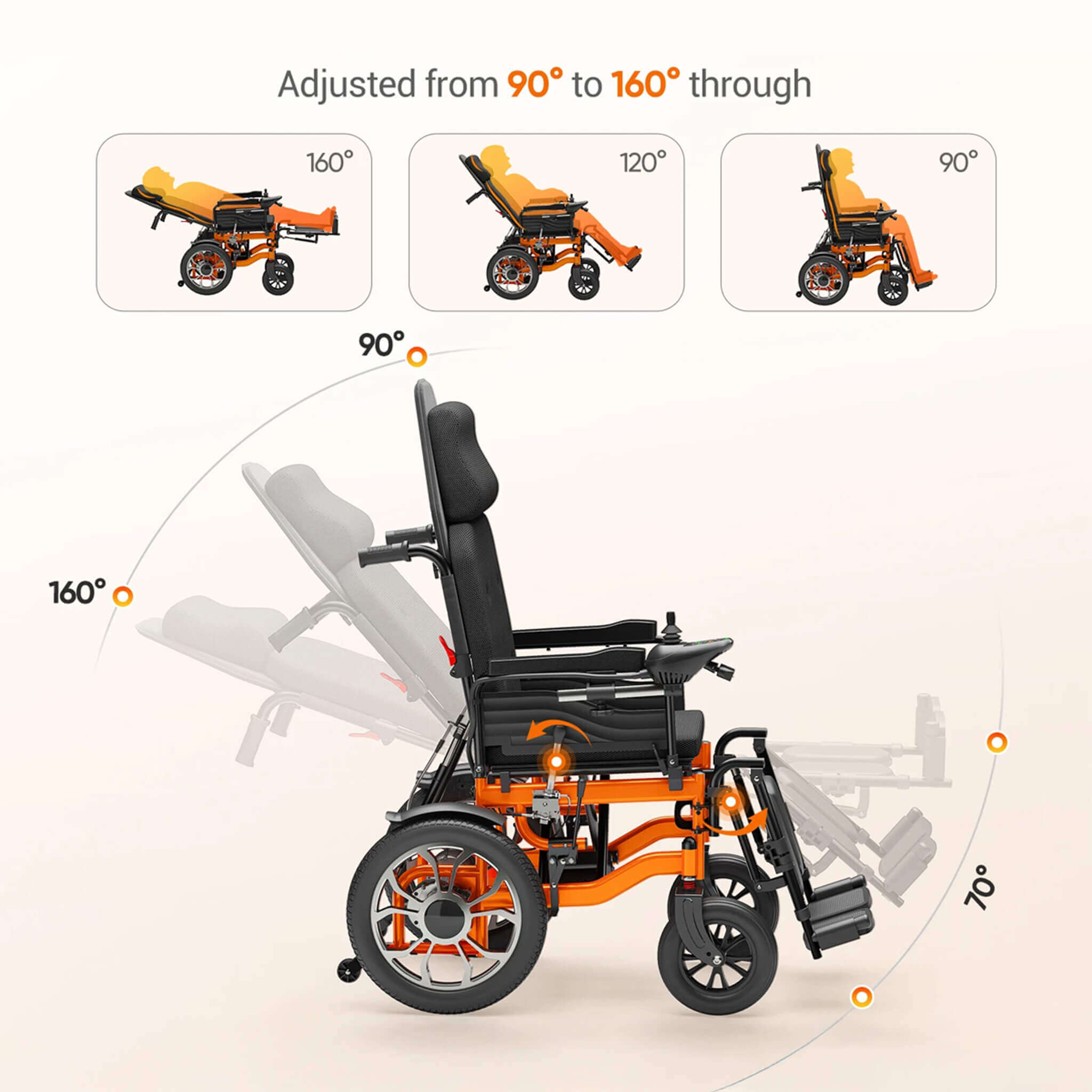 Lightweight Full Reclining Motorized Foldable Wheelchair