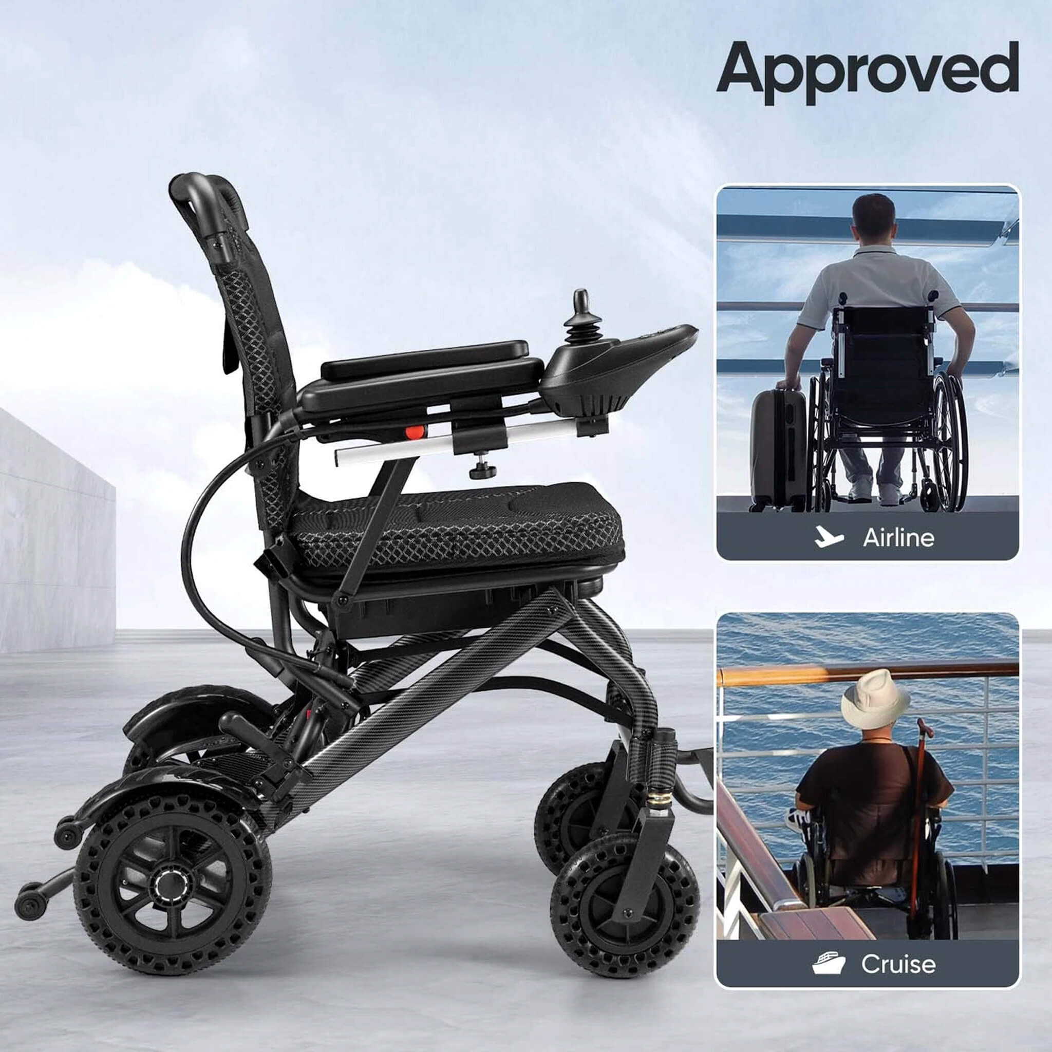 Premium Lightweight Foldable All-Terrain Electric Wheelchair, 300LBS