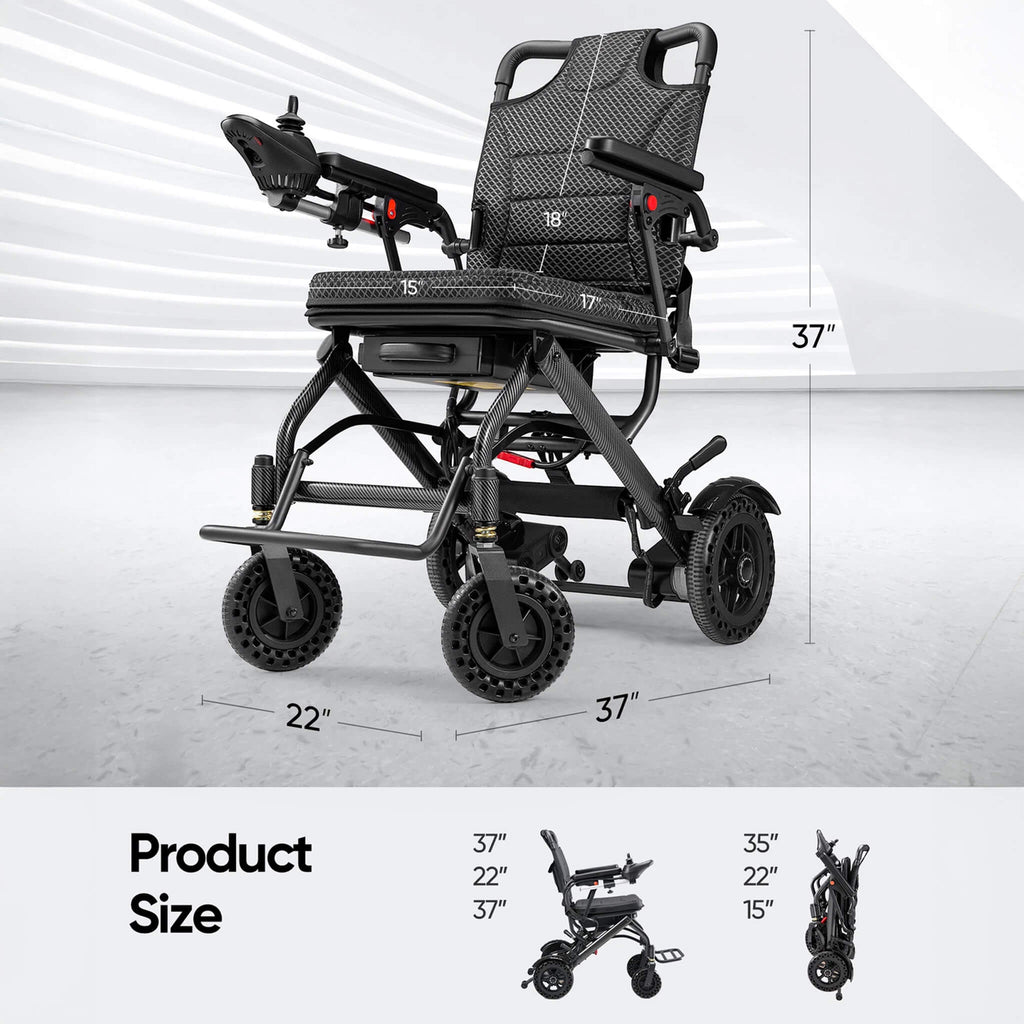 Premium Lightweight Foldable All-Terrain Electric Wheelchair, 300LBS