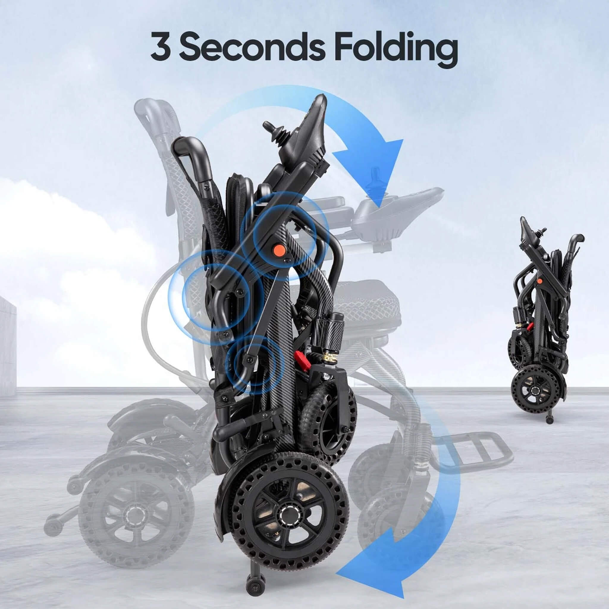 Premium Lightweight Foldable All-Terrain Electric Wheelchair, 300LBS