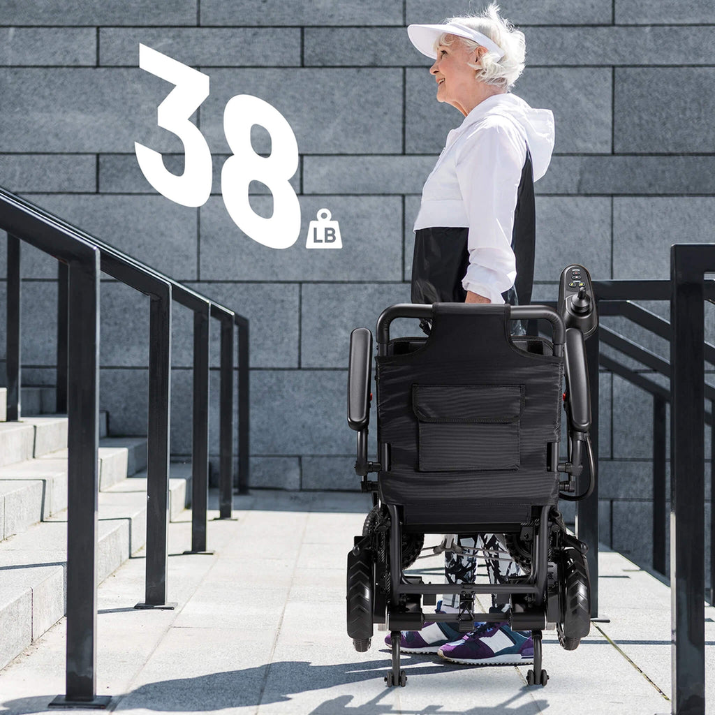 Premium Lightweight Foldable All-Terrain Electric Wheelchair, 300LBS