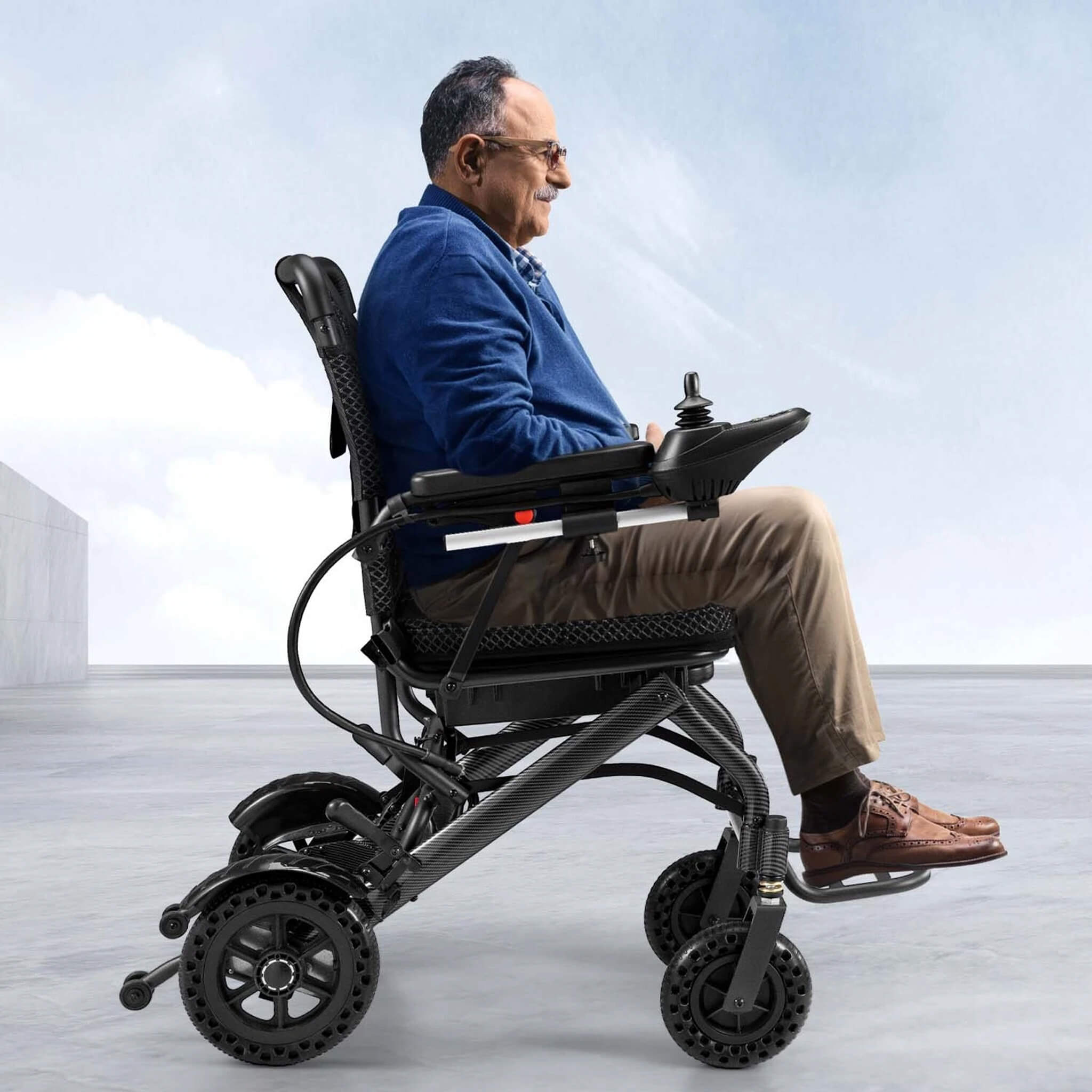 Premium Lightweight Foldable All-Terrain Electric Wheelchair, 300LBS